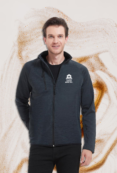 Custom imprinted Full-Zip Sweater Fleece for Akron, OH with a local business logo