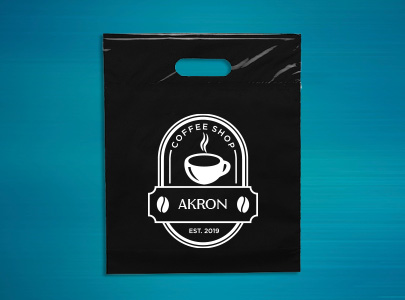 Custom imprinted Die Cut Handle Bag for Akron, OH with a local business logo