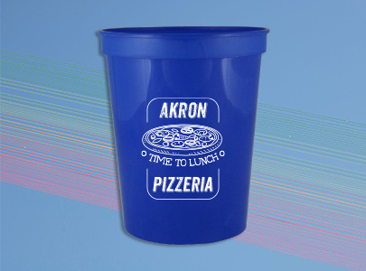 Custom imprinted 16 oz. Stadium Cup for Akron, OH with a local business logo